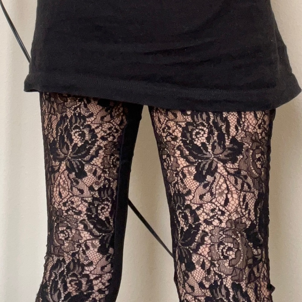 Slim Effect: Lace Legging - Half Solid Black & Ha… - image 2